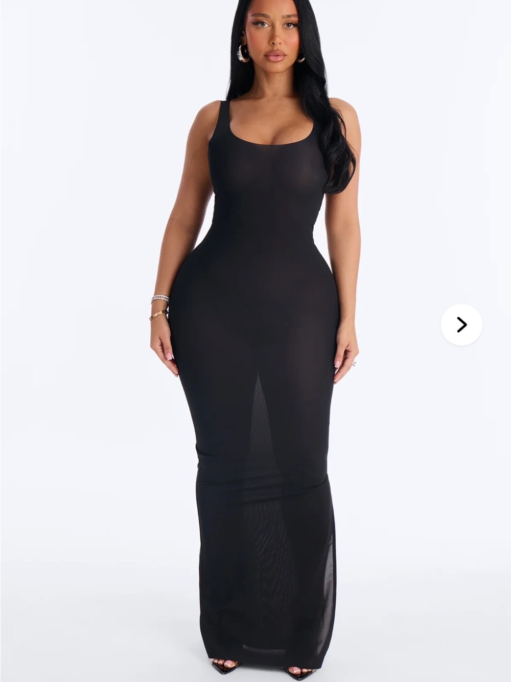 Black Scoop Neck Sheer Maxi Dress